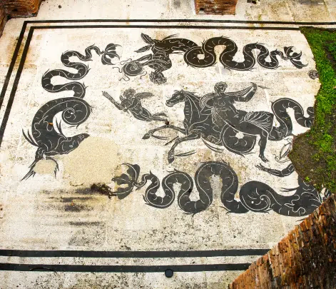 baths of neptune mosaic in ostia antica